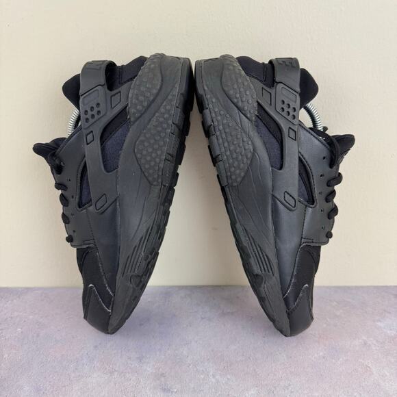 Nike Shoes Womens Sz 8 Air Huarache Running Sneakers 634835-012 Black Leather - Picture 7 of 10